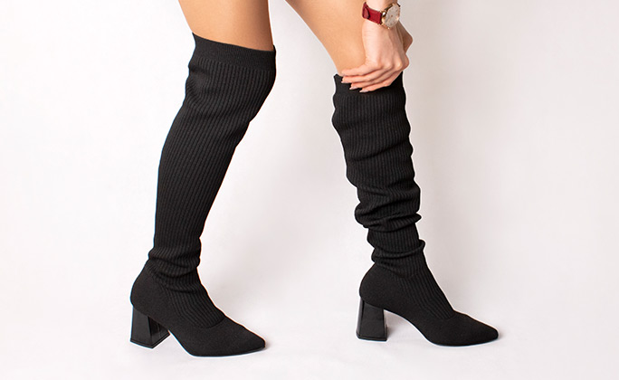 Knitted over the knee boots